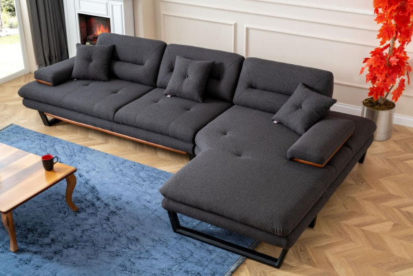 Designer gray Corner sofa L-shape Modern Furniture Living room Corner suite Sofa