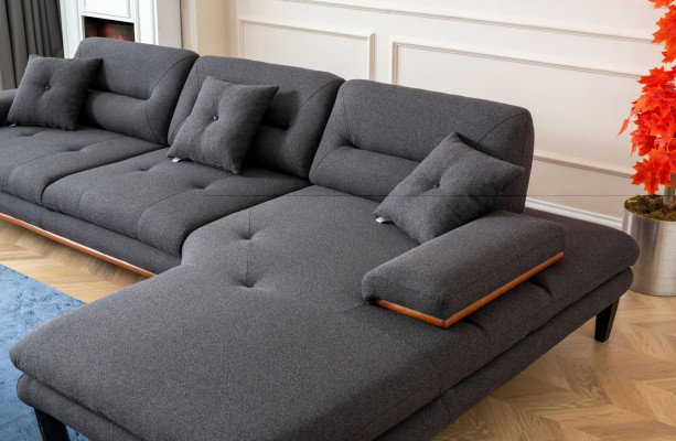 Designer gray Corner sofa L-shape Modern Furniture Living room Corner suite Sofa