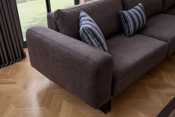 Designer Corner sofa L-shape Upholstery Textile Modern Brown Luxury Living landscape