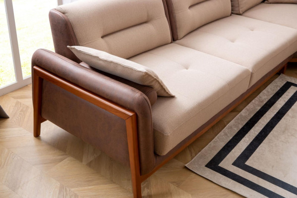 Luxury Corner sofa L-shape Beige Living room Furniture Couch Multifunction Couches Modern