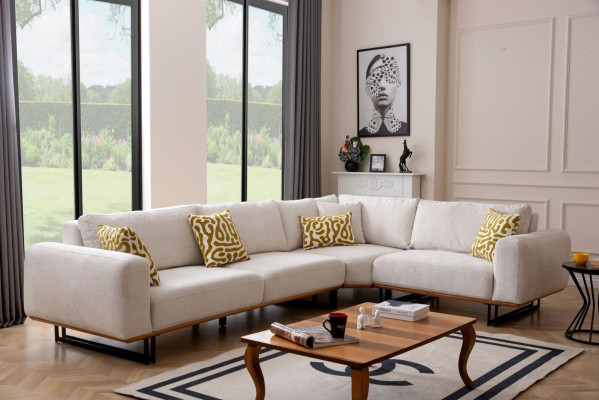 Luxury Corner sofa L-shape fabric sofa Couch Sofa White upholstered sofa Seat Corner suite