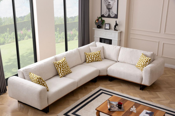 Luxury Corner sofa L-shape fabric sofa Couch Sofa White upholstered sofa Seat Corner suite