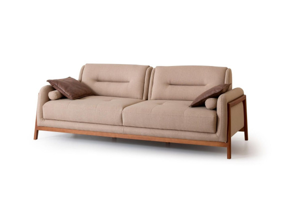 Designer Sofa 3 Seater Luxury Upholstery Brown Couch Living room Furniture