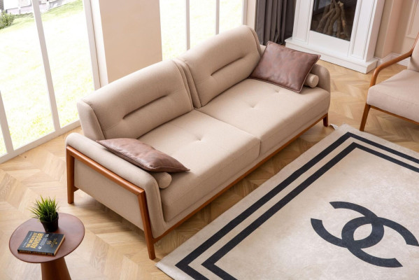 Designer Sofa 3 Seater Luxury Upholstery Brown Couch Living room Furniture