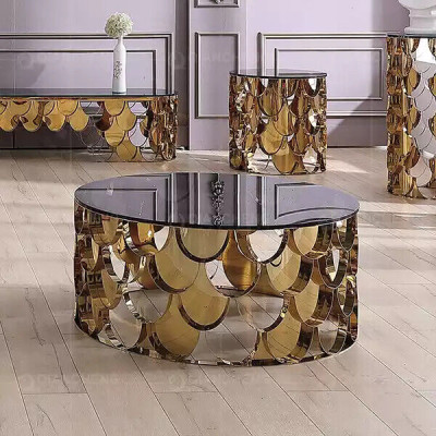 Black coffee table Living room table DEDesigner stainless steel table Gold table