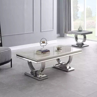 Modern gray coffee table stainless steel table living room tables luxury design