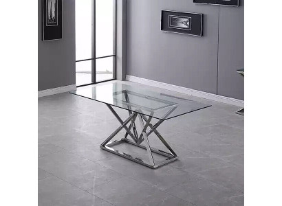 Designer Dining room Modern glass table Stainless steel tables Stainless steel frame