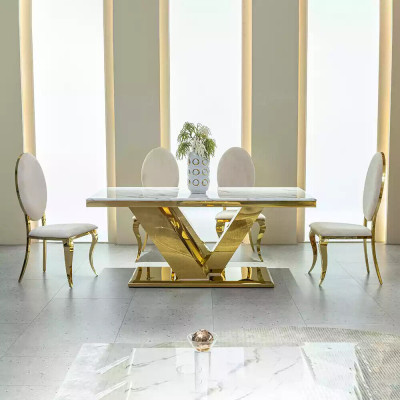 Dining Room Furniture Designer Dining table Stainless Steel Table Gold Modern Tables