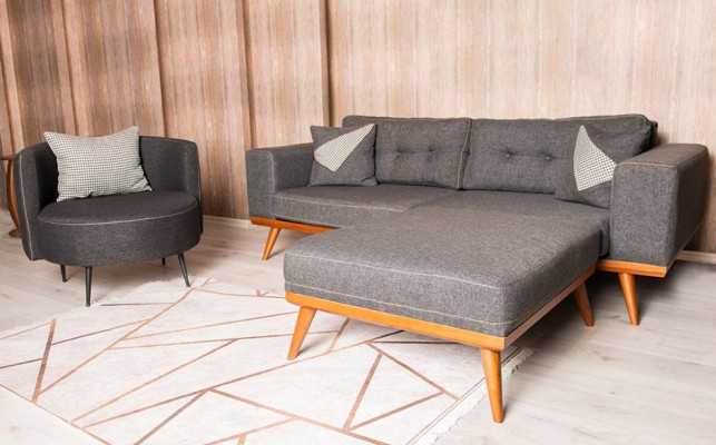 Gray Living room Corner sofa Noble Couch Seating group Luxury Furniture Modern Sofas