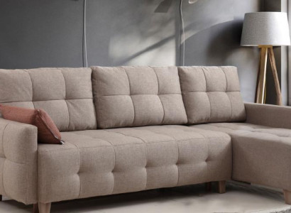 Beige Corner sofa Upholstery Living landscape Textile sofas L-shape Suite new