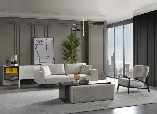 Modern white sofa set three seater armchair set upholstered furniture living room