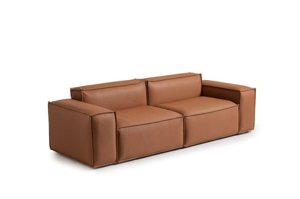 Luxury three-seater sofa 3 seater brown upholstered sofa couch imitation leather new