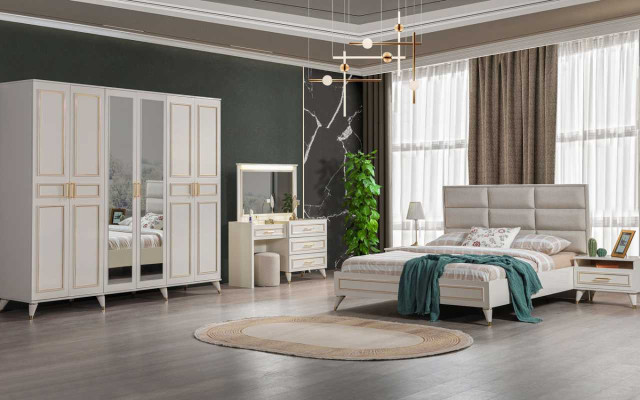 Bedroom Designer Double bed Luxury Dressing table Noble Stool 7pcs