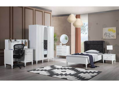 Complete e Youth Room Furniture Bed Chest of drawers Desk Mirror 6-piece set