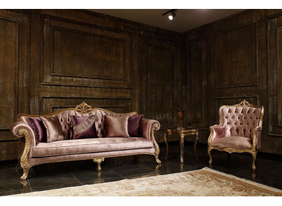 Classic Pink Chesterfield Sofa set 3-Seater Coffee table Armchair