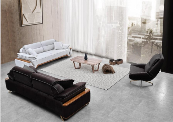 Black and white sofa set 2x three-seater luxury armchair stylish couches