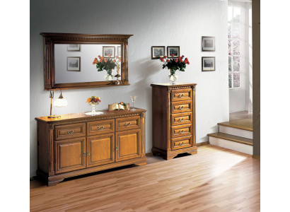 Wardrobe Chest of drawers Mirror Material Wood Classic s Set 3pcs Brown Country House