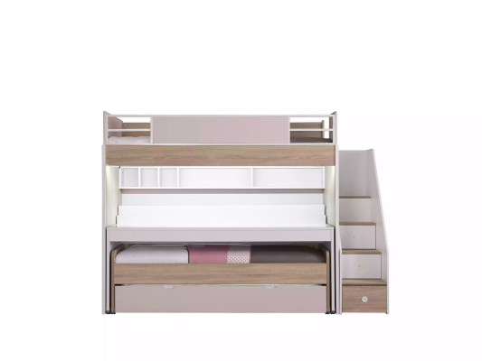 Bunk bed Bed with 3 sleeping places Multifunction bed Wood Pink Luxury Loft bed