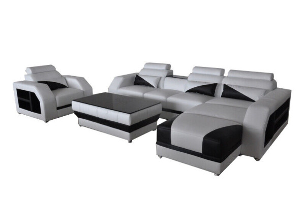 Design Corner sofa Couch Upholstery Suite Automatic Relax Function Sofa new Leather