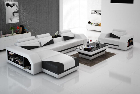 Design Corner sofa Couch Upholstery Suite Automatic Relax Function Sofa new Leather