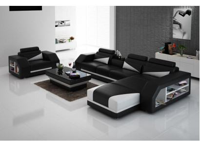 Design Corner sofa Couch Upholstery Suite Automatic Relax Function Sofa new Leather