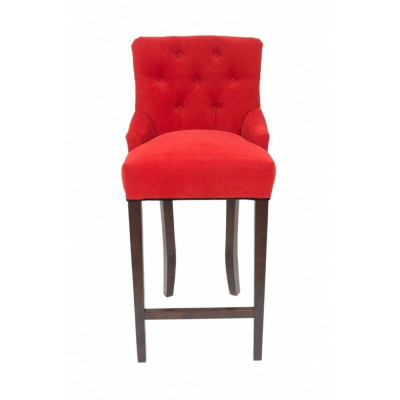 Red Chesterfield Bar Stools Designer Stool Set of 4 Upholstery Set Solid wood Chairs