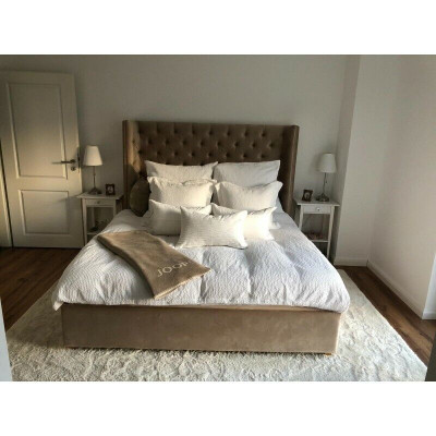 Chesterfield Bed Upholstery Double Hotel Beds Bedroom 140x200cm Brown new