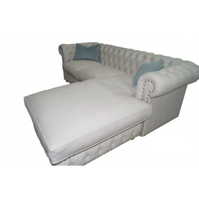 Sofa Velvet Corner sofa Chesterfield Textile Fabric Corner sofa Upholstery Couch Corner suite