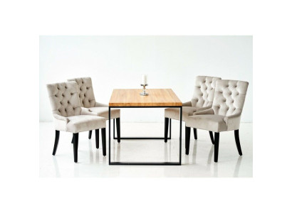 Dining room Chair Table + 4 Chesterfield Chairs Group Suite Upholstery