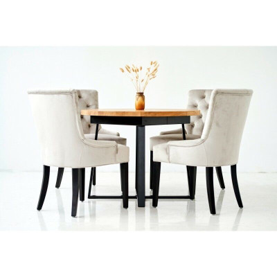 Design Dining room Table + 6 Chesterfield Armchairs Seat Group Chairs
