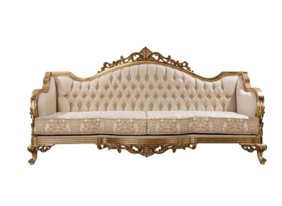 Three-seater Classic s baroque rococo upholstered sofa in goldwood quality