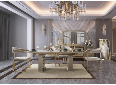 Complete set Dining table 6x Chairs Chest of drawers Dining set Dining set Wooden table Tables 8 pieces