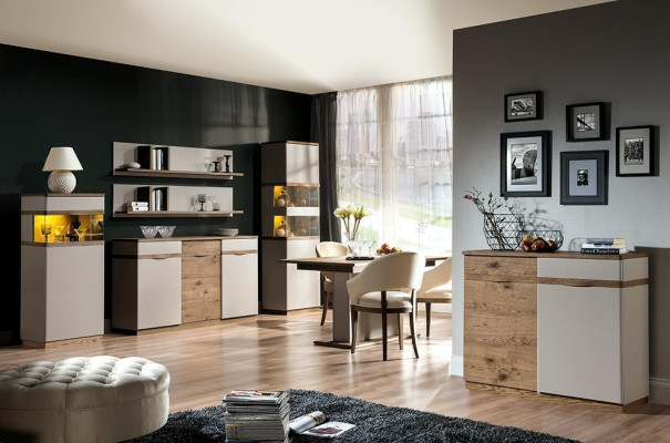 Display case Wood & Glass Sideboard Wardrobe Living room Collection Modern Style Shelf