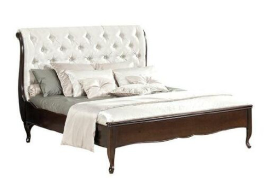 Chesterfield Bed Beds Double bed Marriage bed Italian Furniture Wood Textile Leather