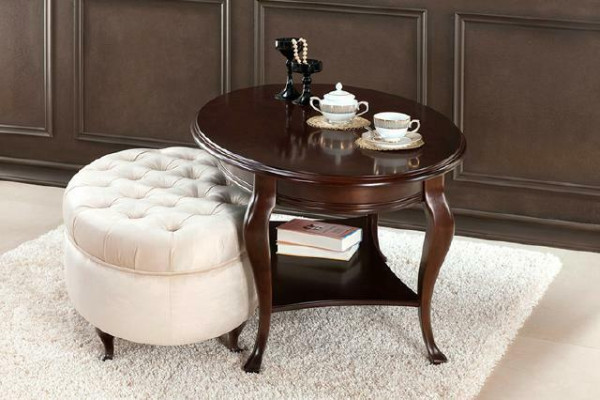 Round stool stool leather ottoman with table serving table 2-piece set Suite Verona