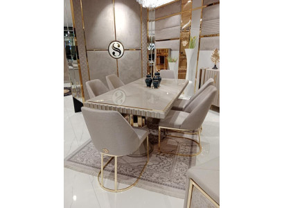 Modern Furniture Set 6x Chairs Dining room Upholstery Chairs Textile chair group