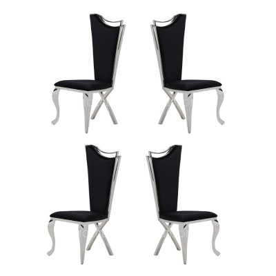 Set 4x Chairs Dining room chair Wood Luxury Dining room Fabric Modern Chairs