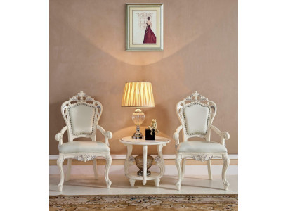 Classic Lounge Suite 2x Chairs with Armrests Club Furniture Side table 3pcs