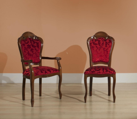 Dining room chair Chair Baroque Armrest Dining room Chairs Design Textile Luxury Red