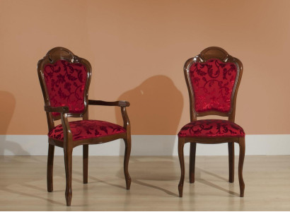Dining room chair Chair Baroque Armrest Dining room Chairs Design Textile Luxury Red