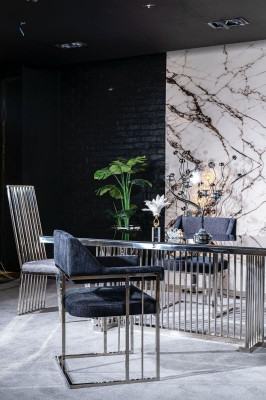 Dining room chair gray luxury chair metal with textile chairs style modern