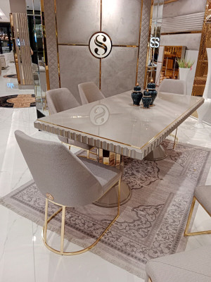 4x Chairs Chair Group Upholstery Design Furniture Dining room Textile