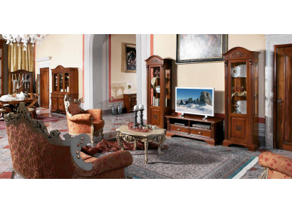Wall unit Set Vitrinen Display case Chest of drawers Living room Furniture Furnishings Suite Solid wood