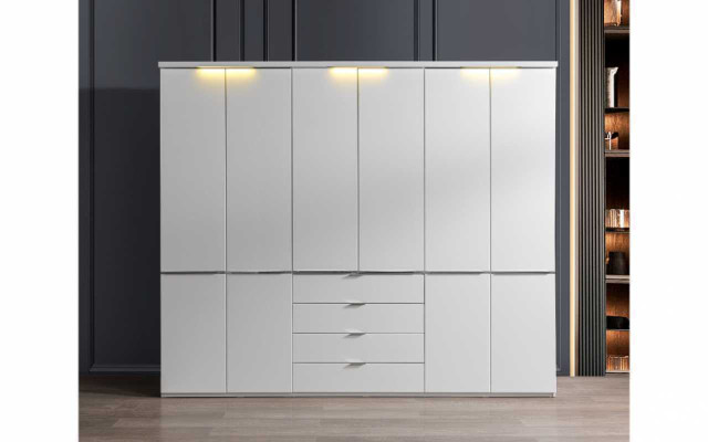 White Bedroom Furniture Textile Bed Large Wardrobe Bedside tables
