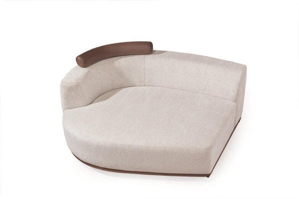 Beige living room corner sofa exclusive L-shape couch modern wooden frame