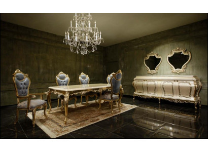 Luxurious Dining room set Dining table 6x Chairs Sideboard Display case Mirror