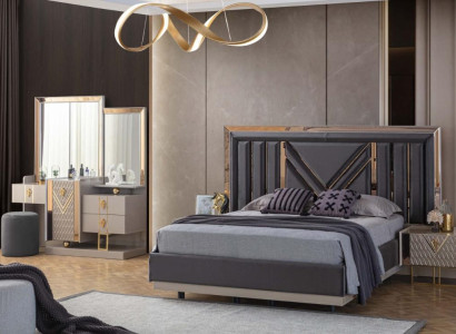 Complete e Bedroom Suite Gray Bed Dressing table with Mirror