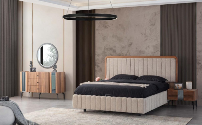 Bright Bedroom Furniture Double bed Dressing table Mirror 2x Bedside tables