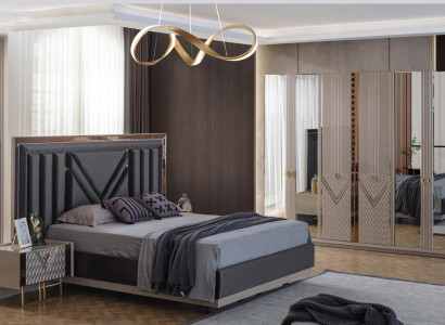 Gray Bedroom Furniture Double bed Wardrobe Bedside tables 4-piece set