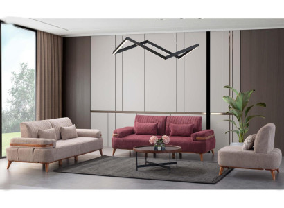 Beige-pink sofa set exclusive r three-seater upholstery 3-seater single-seater
